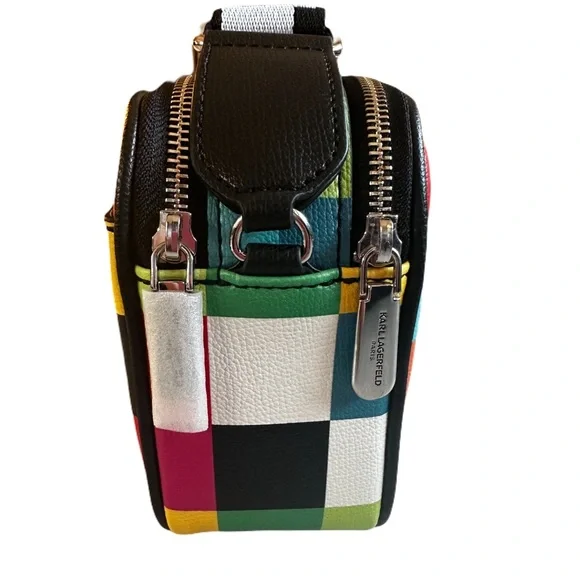 🆕KARL LAGERFELD Paris Maybelle colorblock check crossbody camera shoulder bag - Picture 10 of 12